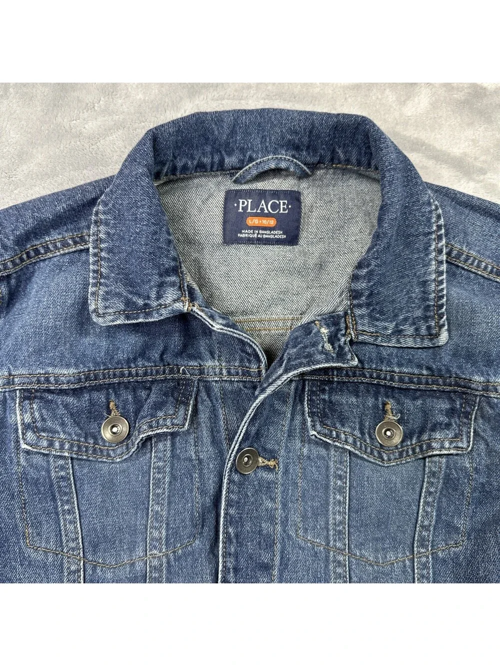 Childrens Place Size Large 10/12 Denim Blue Long Sleeve Jean Jacket Button